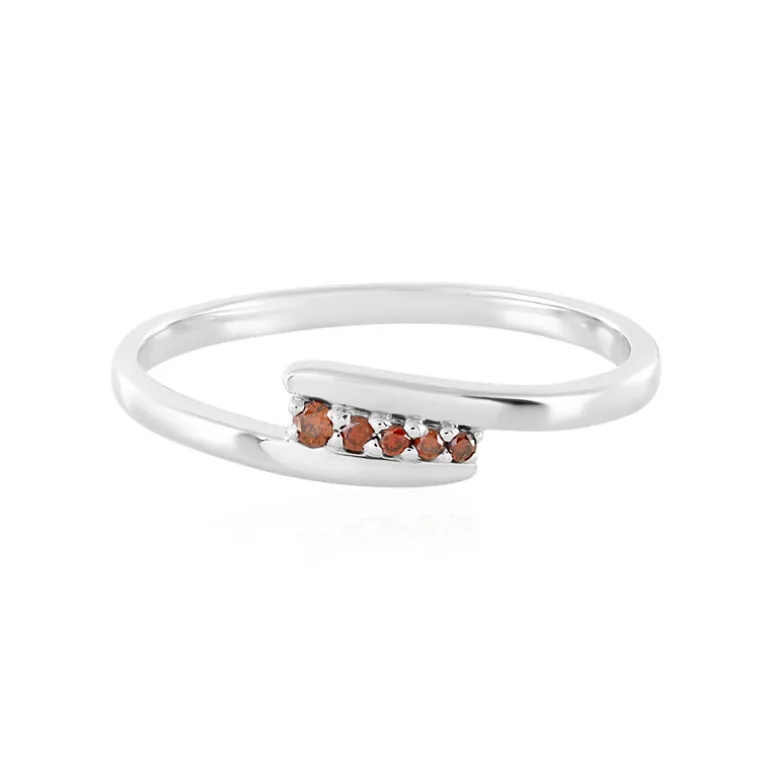 Roter I3 Brillant-Silberring