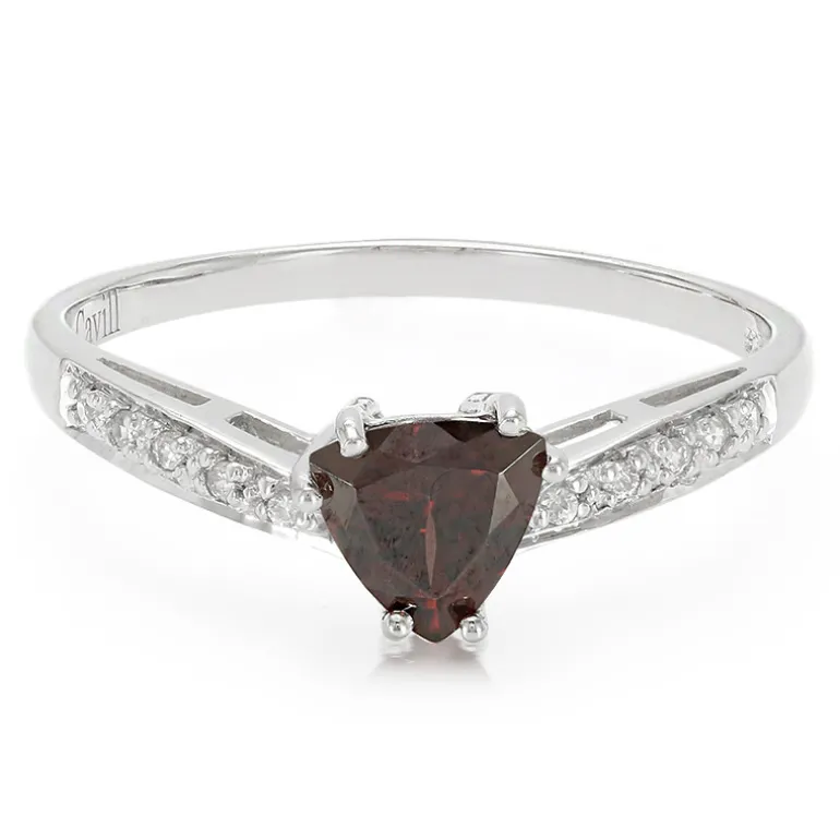 Roter Zirkon-Silberring