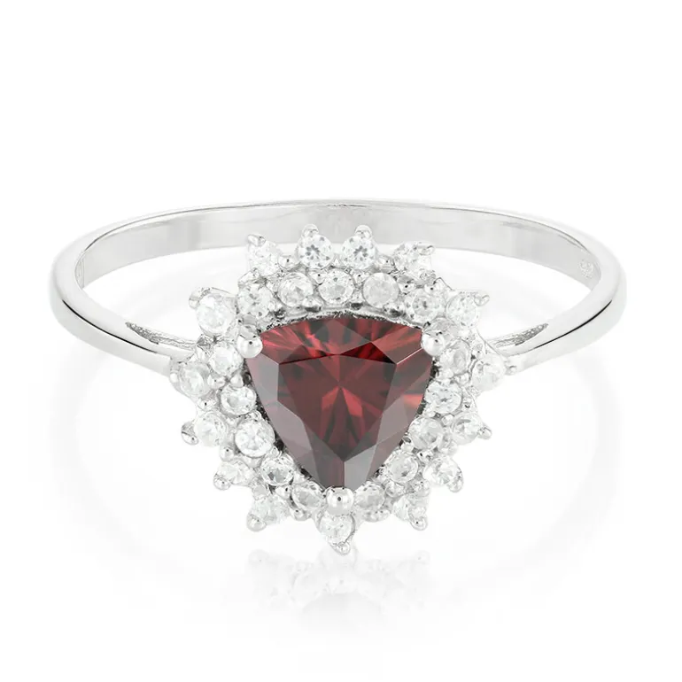 Roter Zirkon-Silberring