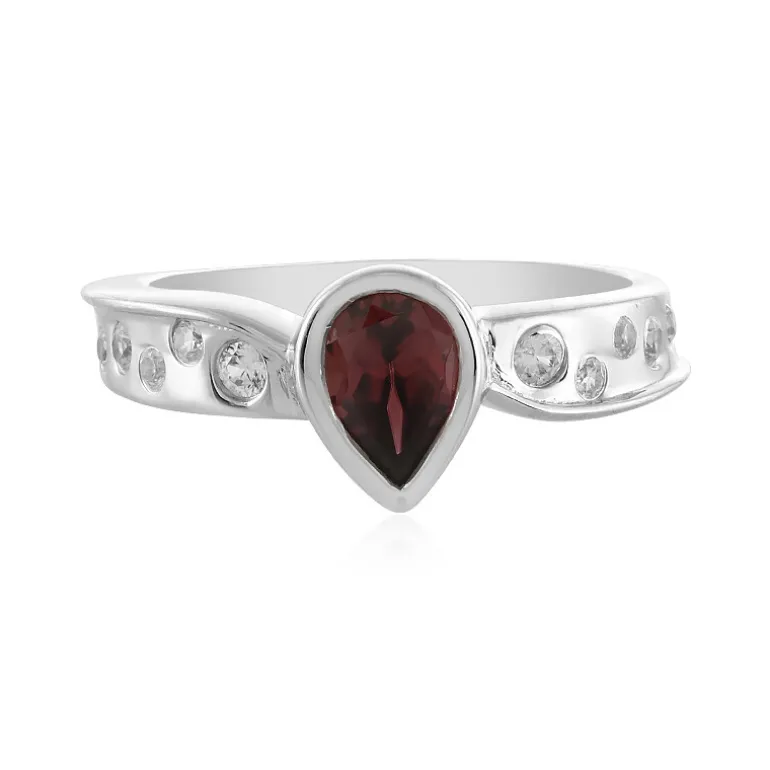 Roter Zirkon-Silberring