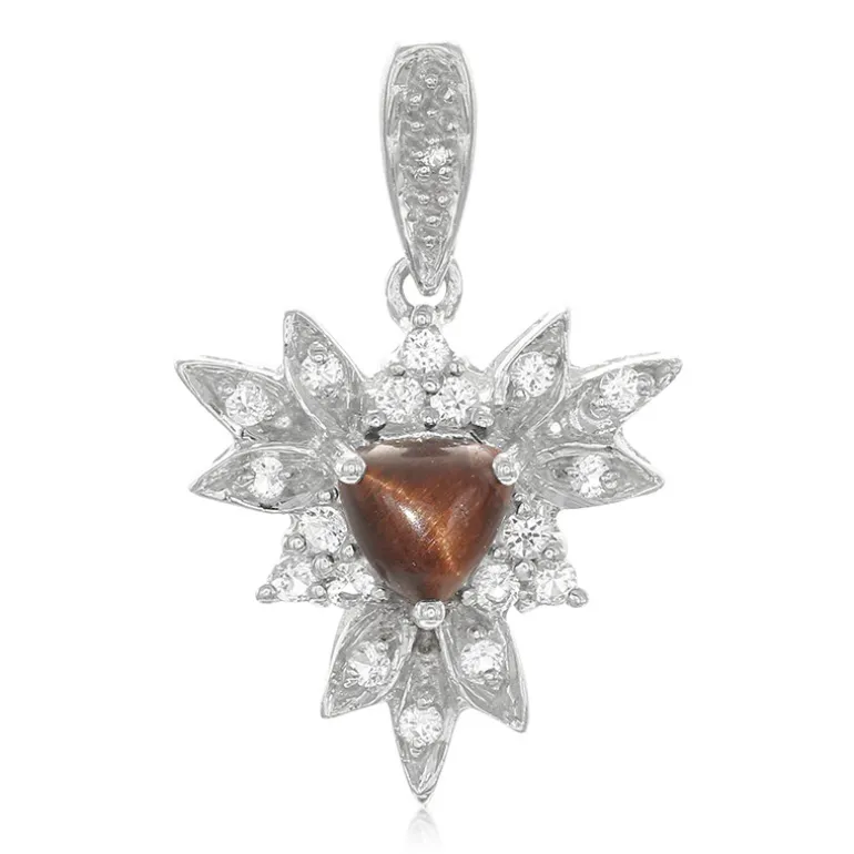 Rotes Tigerauge-Silberanhänger