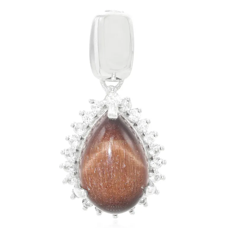 Rotes Tigerauge-Silberanhänger