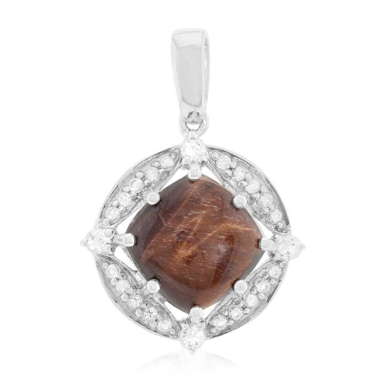 Rotes Tigerauge-Silberanhänger