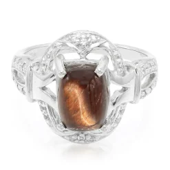 Rotes Tigerauge-Silberring