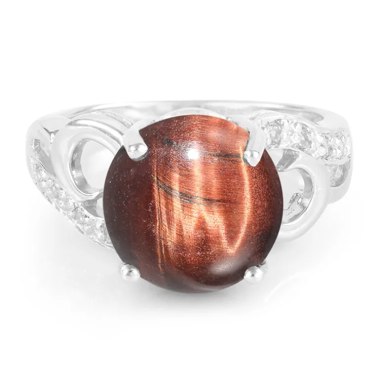 Rotes Tigerauge-Silberring