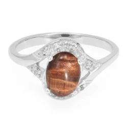 Rotes Tigerauge-Silberring