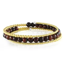 Rotes Tigerauge-Stahlarmreif (Riya)