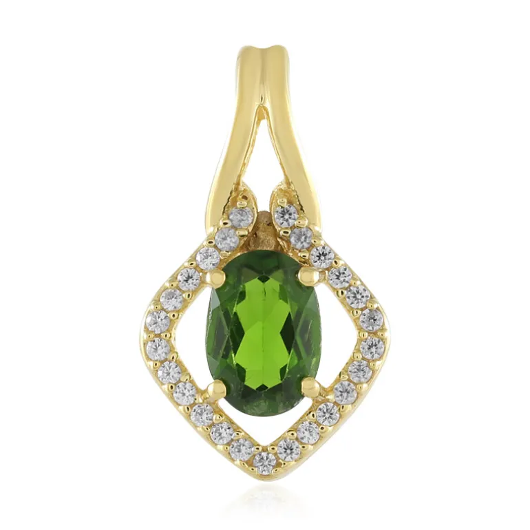 Russischer Diopsid-Silberanhänger
