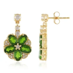 Russischer Diopsid-Silberohrringe