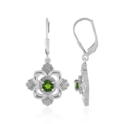 Russischer Diopsid-Silberohrringe