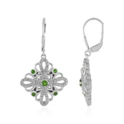 Russischer Diopsid-Silberohrringe