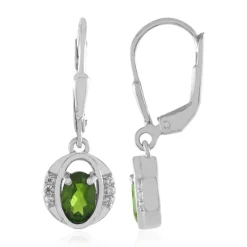 Russischer Diopsid-Silberohrringe
