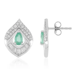 Russischer Smaragd-Silberohrringe (Adela Silber)