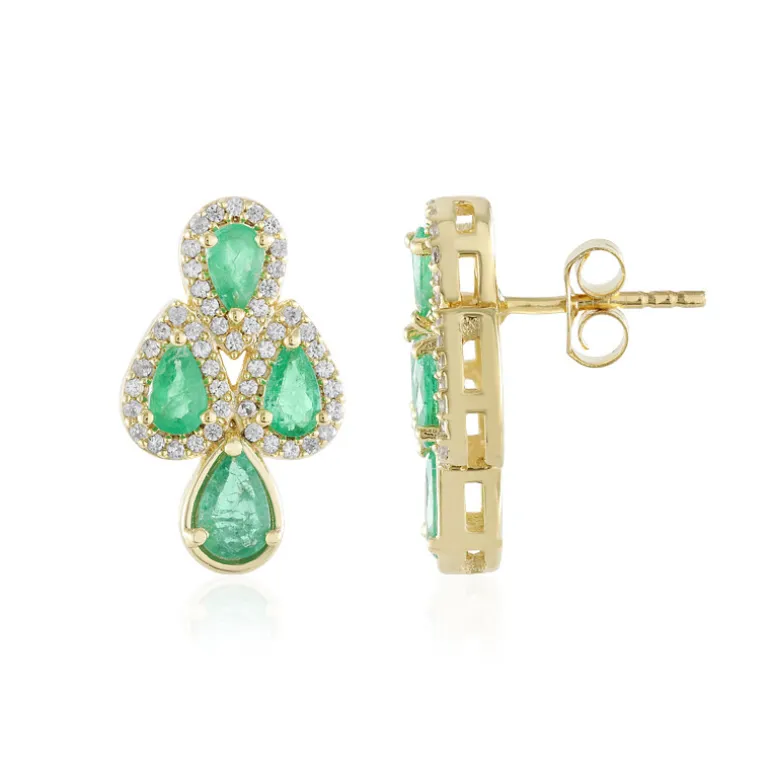 Russischer Smaragd-Silberohrringe