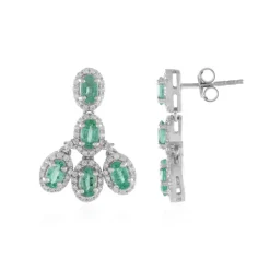 Russischer Smaragd-Silberohrringe