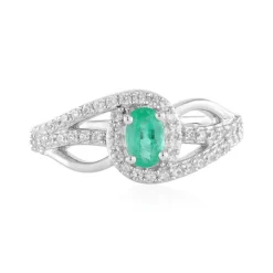 Russischer Smaragd-Silberring (Adela Silber)