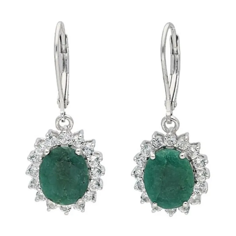 Sambia-Smaragd-Silberohrringe