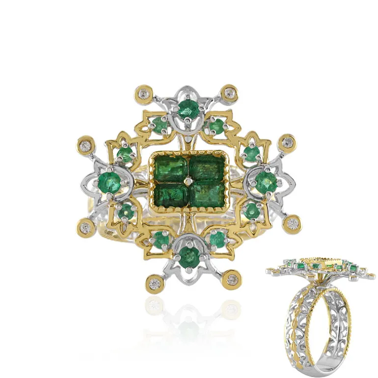 Sambia-Smaragd-Silberring (Gems en Vogue)