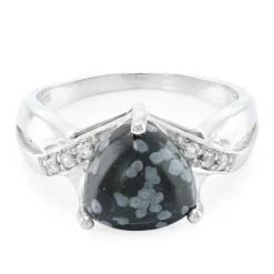 Schneeflocken-Obsidian-Silberring