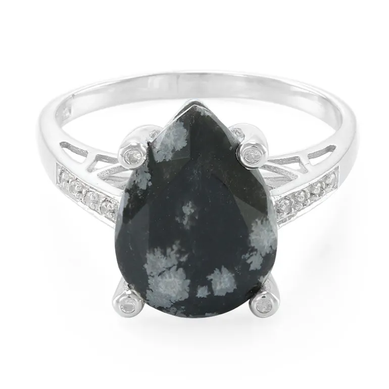 Schneeflocken-Obsidian-Silberring