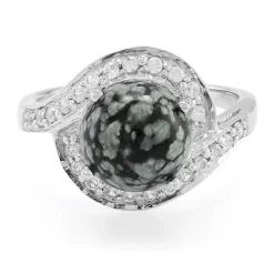 Schneeflocken-Obsidian-Silberring