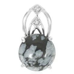 Schneeflocken-Obsidian-Silberanhänger