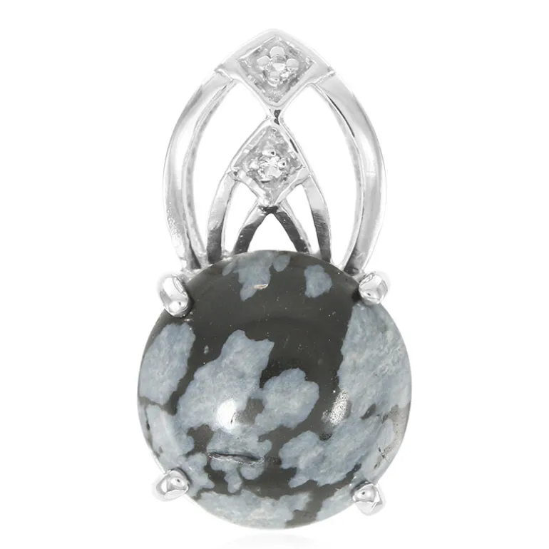 Schneeflocken-Obsidian-Silberanhänger