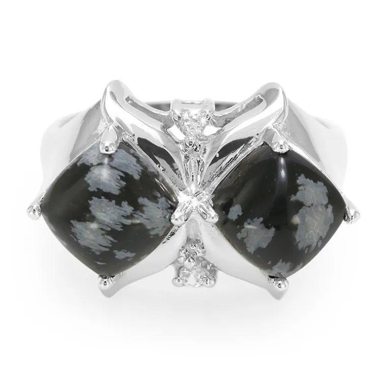 Schneeflocken-Obsidian-Silberring