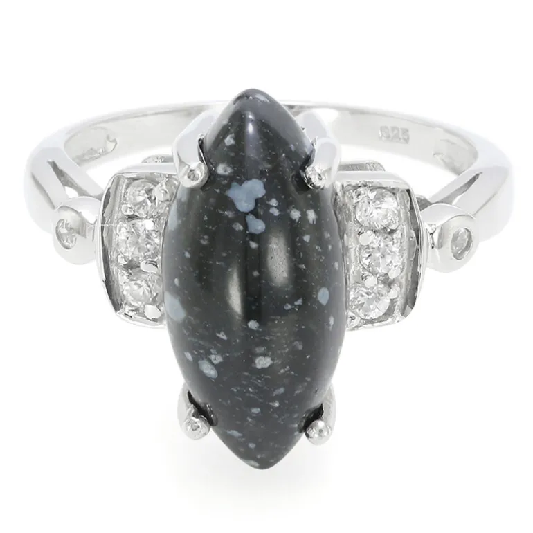 Schneeflocken-Obsidian-Silberring