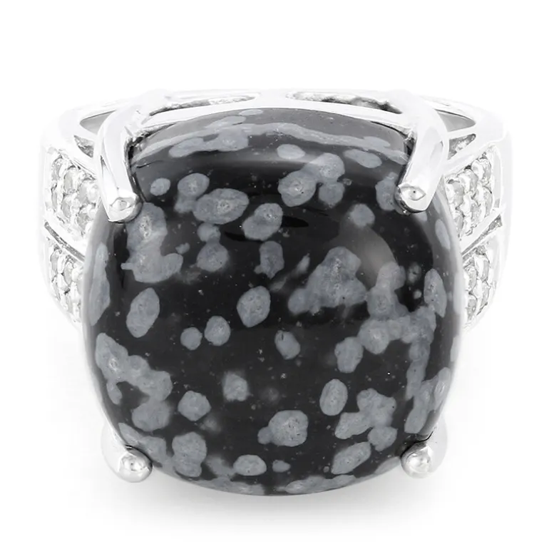 Schneeflocken-Obsidian-Silberring