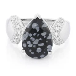 Schneeflocken-Obsidian-Silberring