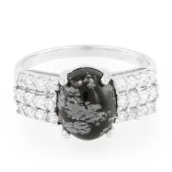 Schneeflocken-Obsidian-Silberring