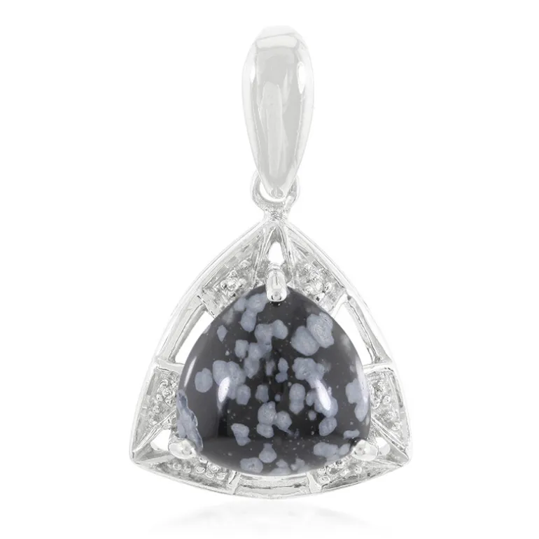 Schneeflocken-Obsidian-Silberanhänger