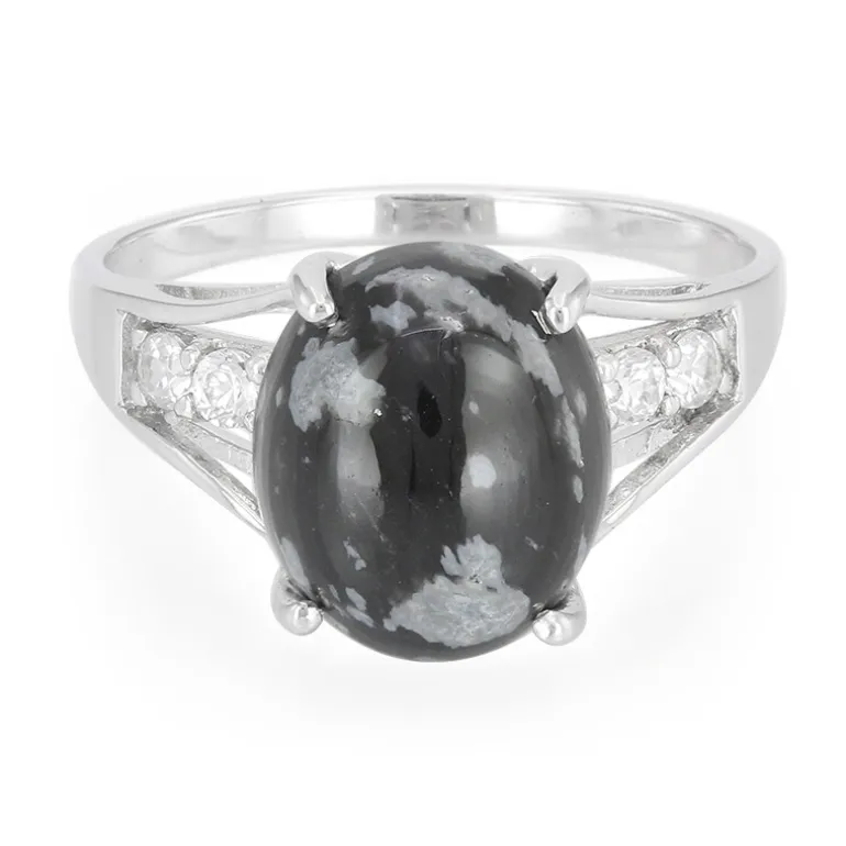 Schneeflocken-Obsidian-Silberring