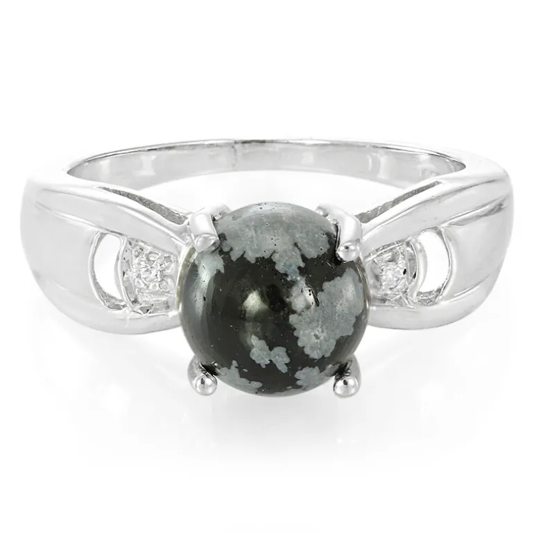 Schneeflocken-Obsidian-Silberring