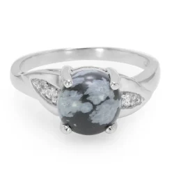 Schneeflocken-Obsidian-Silberring