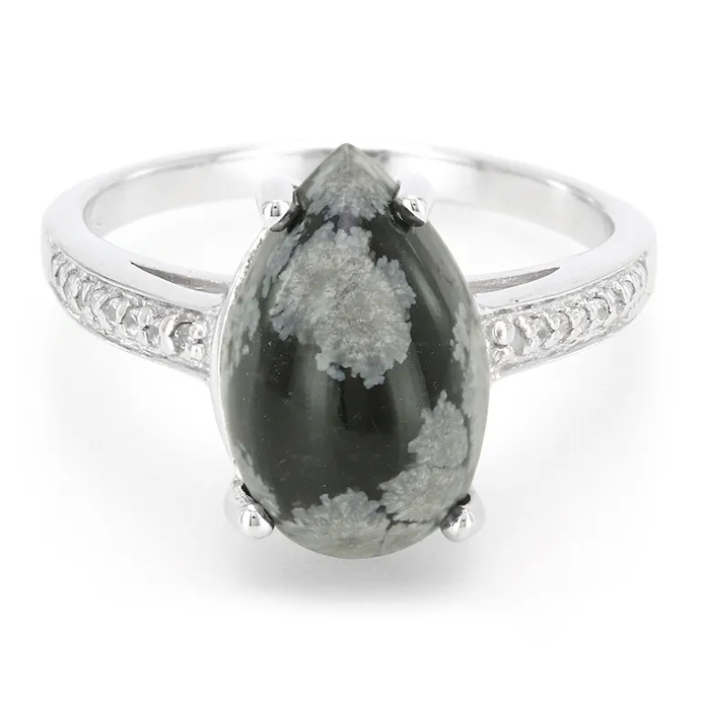 Schneeflocken-Obsidian-Silberring