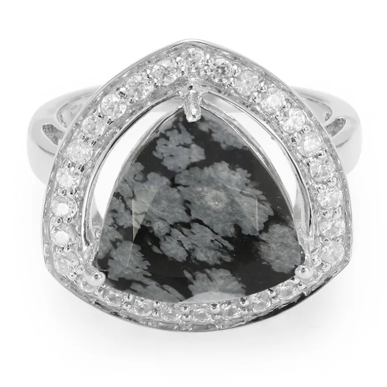 Schneeflocken-Obsidian-Silberring