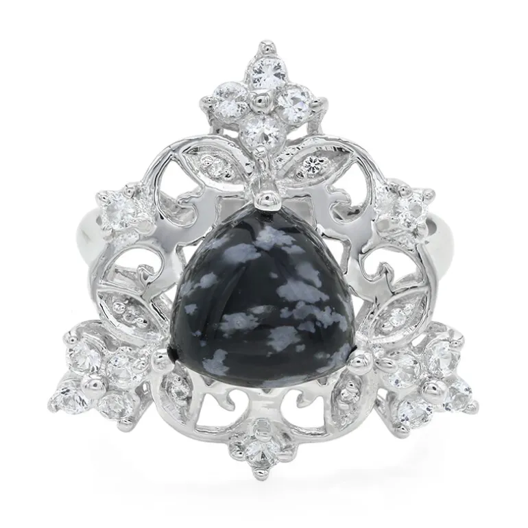 Schneeflocken-Obsidian-Silberring