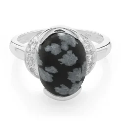 Schneeflocken-Obsidian-Silberring
