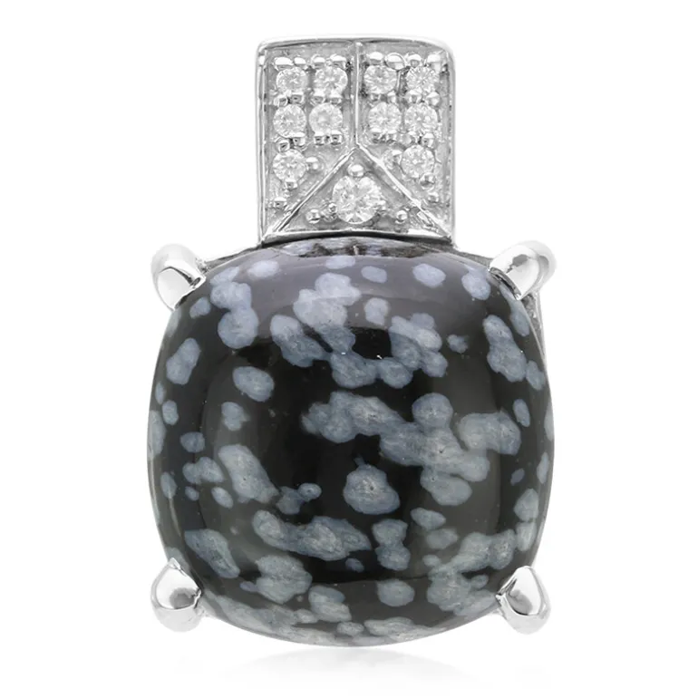 Schneeflocken-Obsidian-Silberanhänger