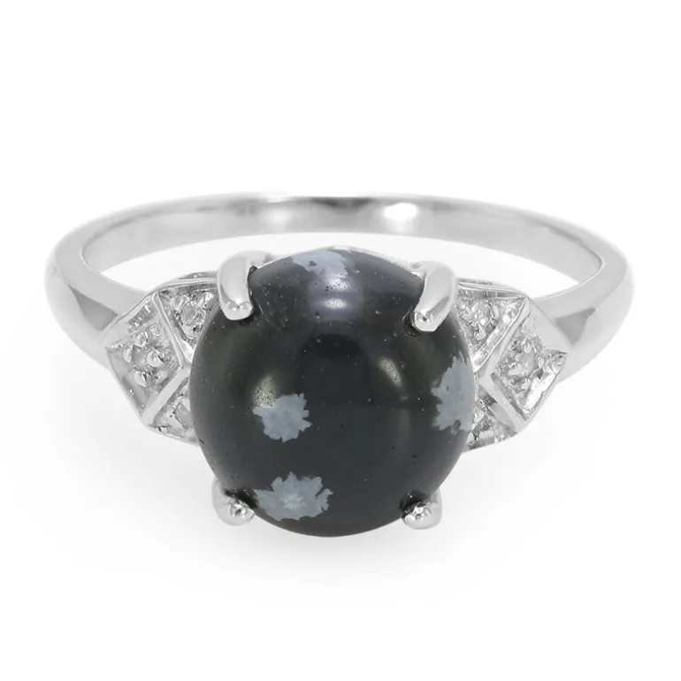 Schneeflocken-Obsidian-Silberring