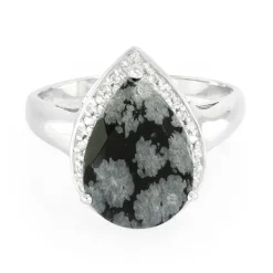 Schneeflocken-Obsidian-Silberring