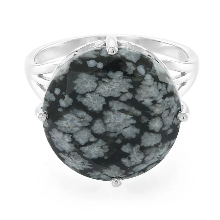 Schneeflocken-Obsidian-Silberring