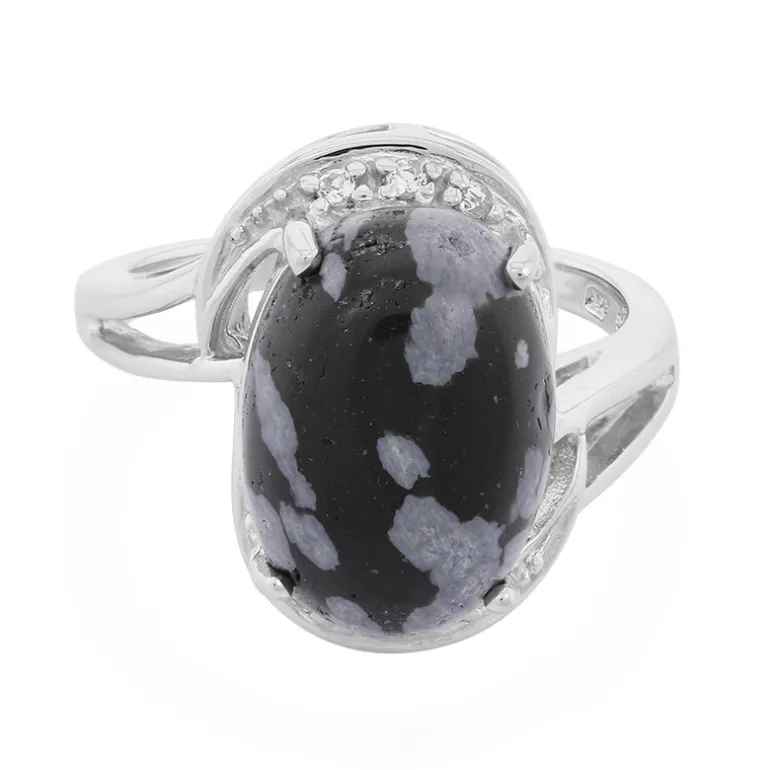 Schneeflocken-Obsidian-Silberring