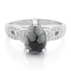 Schneeflocken-Obsidian-Silberring