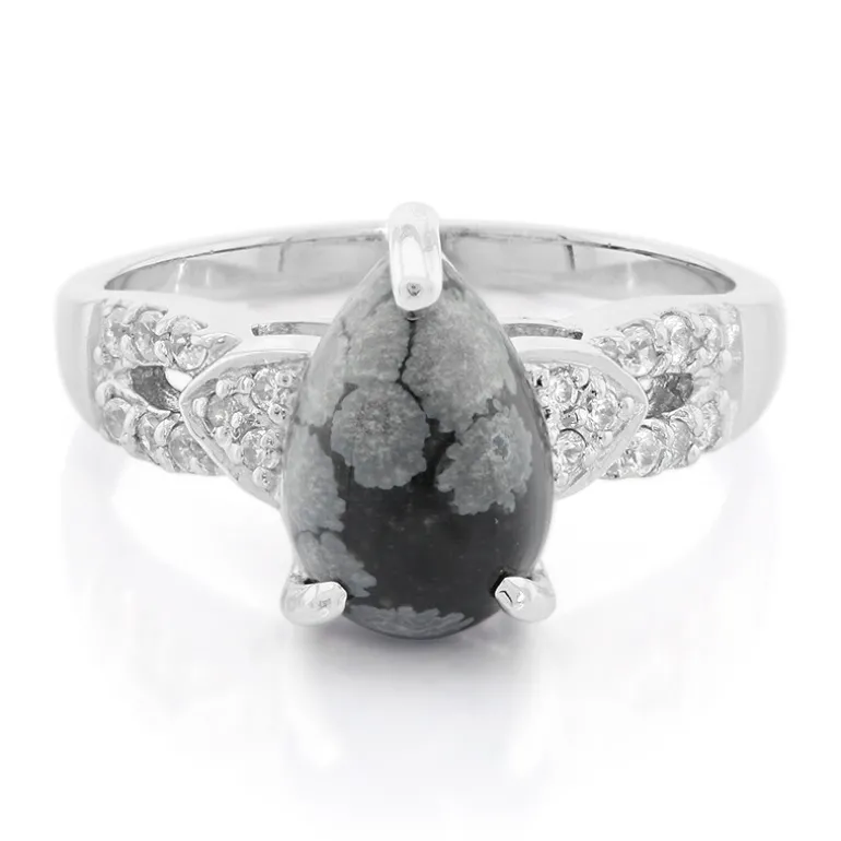 Schneeflocken-Obsidian-Silberring