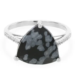 Schneeflocken-Obsidian-Silberring