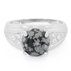 Schneeflocken-Obsidian-Silberring