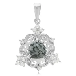 Schneeflocken-Obsidian-Silberanhänger